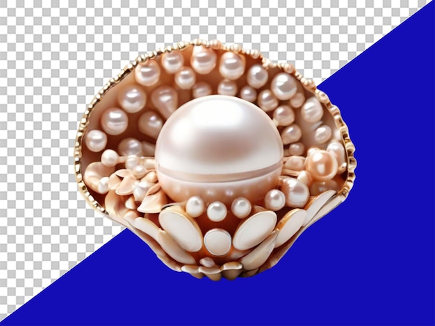 PSD 3d pearl in shell on transparent background