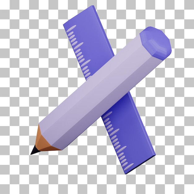 3d pen and ruler illustration PSD image