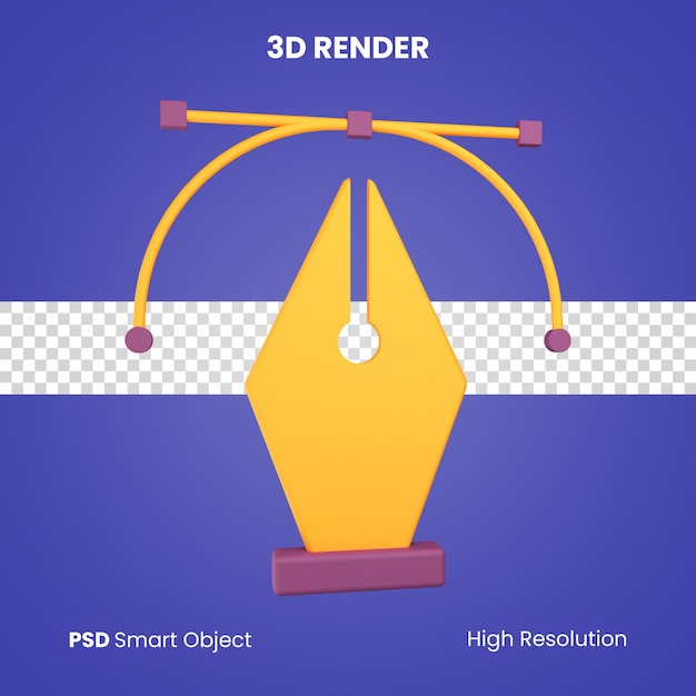 PSD 3d pen tool icon render isolated