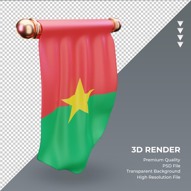 PSD 3d pennant burkina faso flag rendering right view