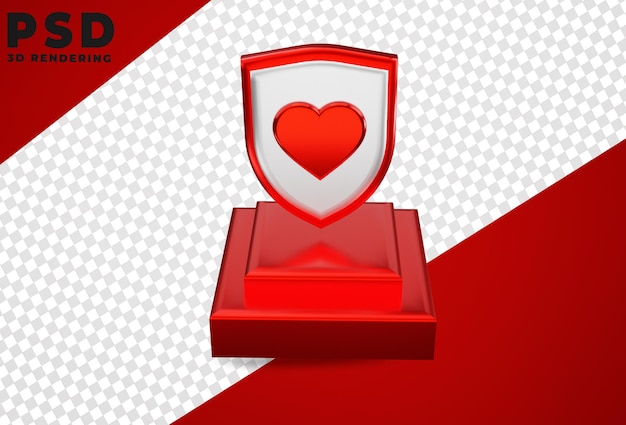 3d perisai logo love isolated