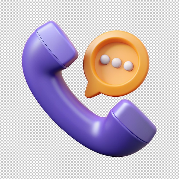 3D Phone Handset Icon with Speech Bubble for Customer Support