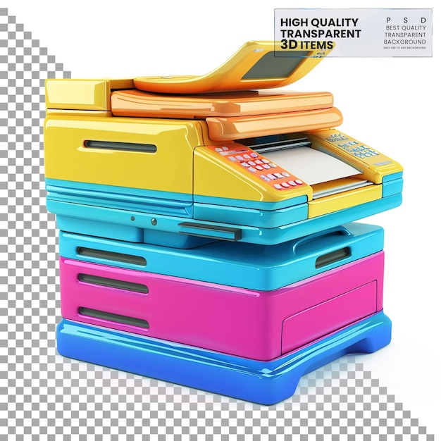 3D Photocopier Icon A colorful 3D photocopier icon on transparent background