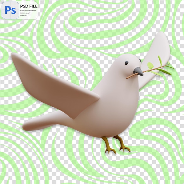 3D Pigeon Icon Isolated PNG Illustration PSD Template