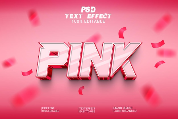 3d Pink psd text effect style editable