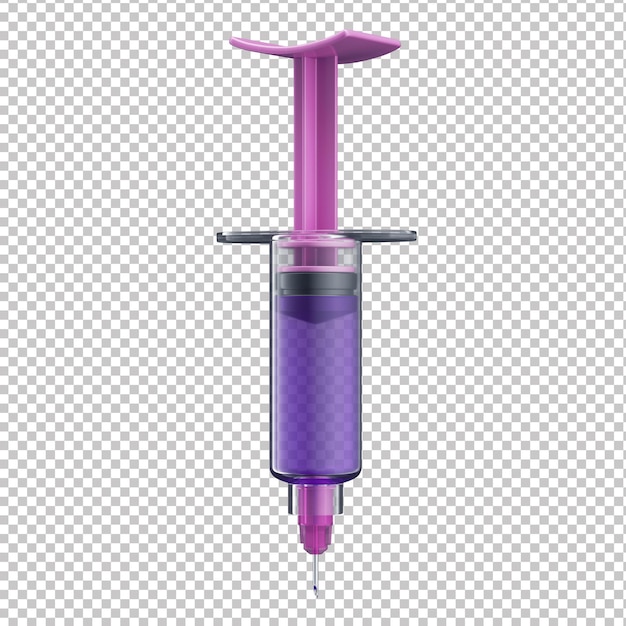 3d pink and purple syringe icon with transparent background