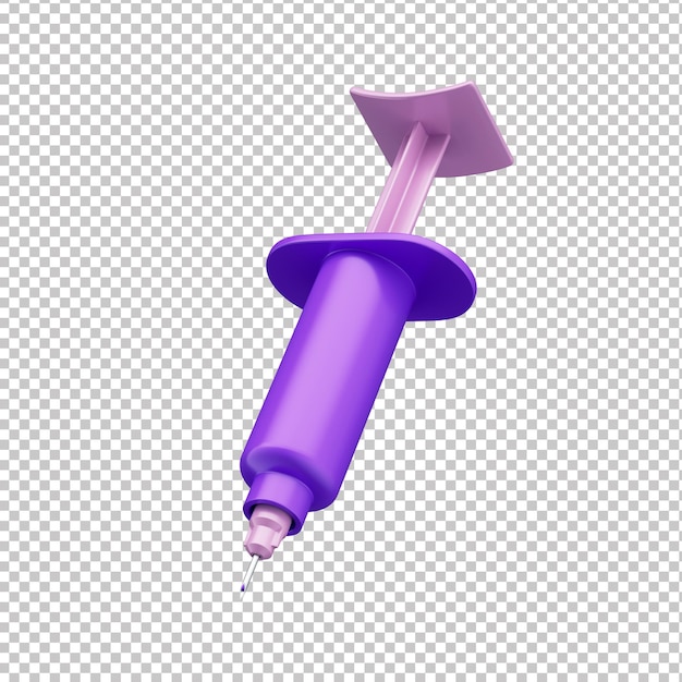 3d pink and purple syringe icon with transparent background