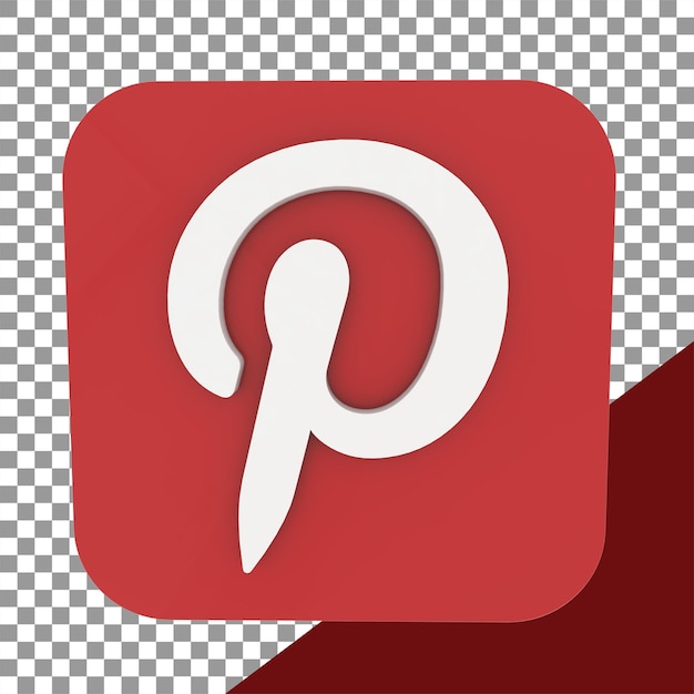 3d Pinterest logo in square shape for social media. high-quality Pinterest button Illustration.