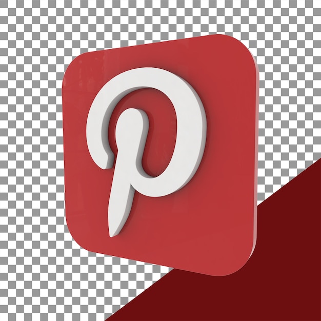 3d Pinterest logo in square shape for social media. high-quality Pinterest button Illustration.