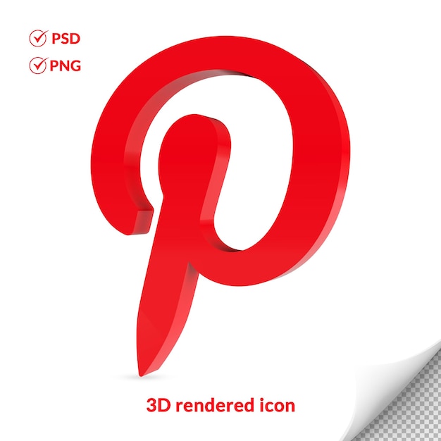 3D pinterest social media logo icon