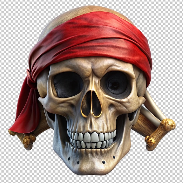 PSD 3d pirate skull on transparent background