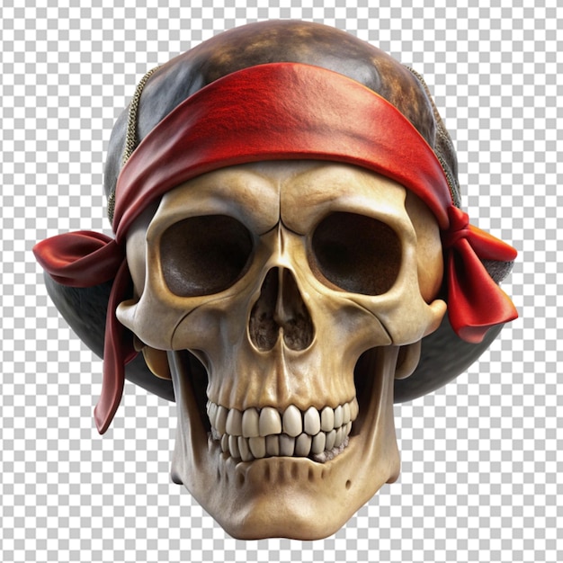 PSD 3d pirate skull on transparent background