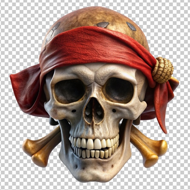 PSD 3d pirate skull on transparent background