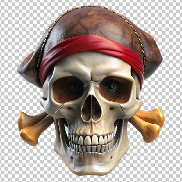 PSD 3d pirate skull on transparent background