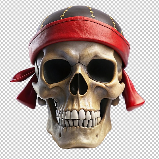 PSD 3d pirate skull on transparent background