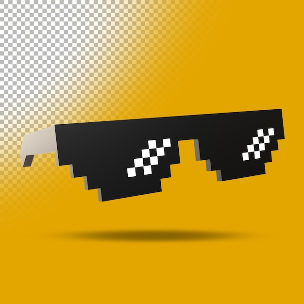 3d pixelated black eyeglasses sunglasses. Three dimensional render illustration.