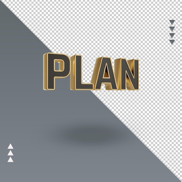 3d Plan black gold icon rendering left view