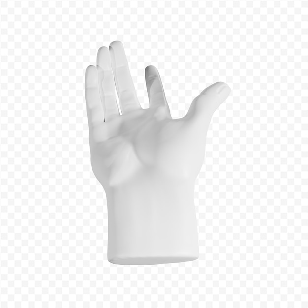 3d plaster sculpture of a hand showing a beckoning sign come here indicating an invitation