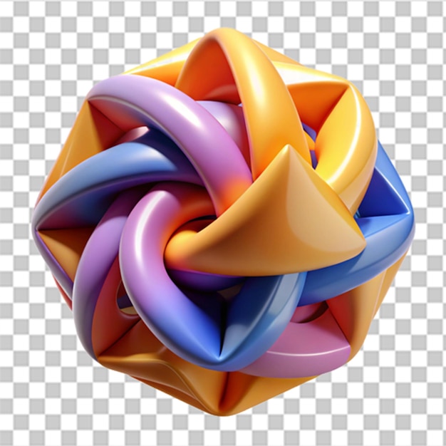 PSD 3d plastic design of a colorful abstract geometric sculpture with intricate shapes