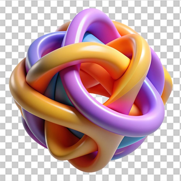 PSD 3d plastic design of a colorful abstract geometric sculpture with intricate shapes