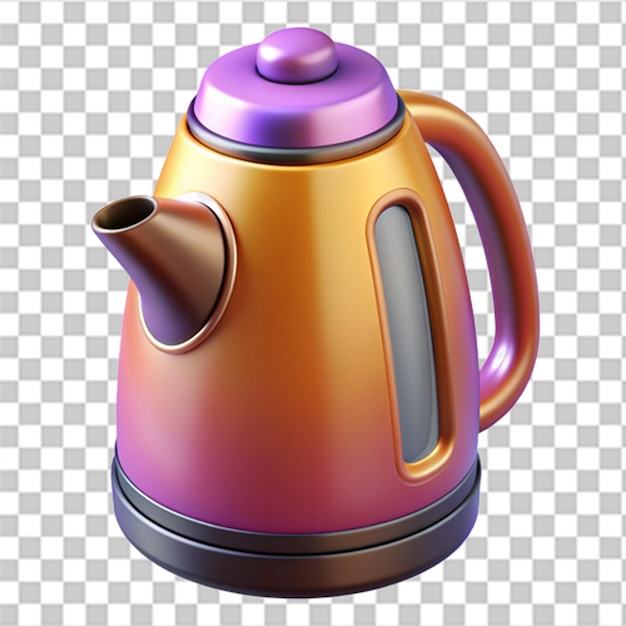 PSD 3d plastic design of sleek modern electric kettle with advanced features and vibrant colors