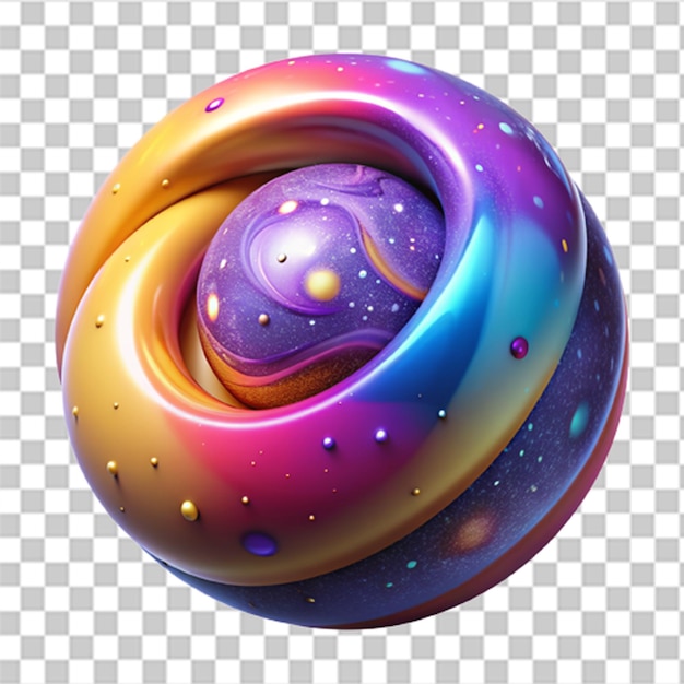 3D Plastic Graphic of Colorful Abstract Galaxy with Vibrant Colors and Cosmic Textures