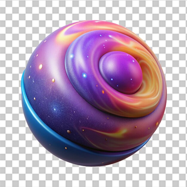 PSD 3d plastic graphic of colorful abstract galaxy with vibrant colors and cosmic textures