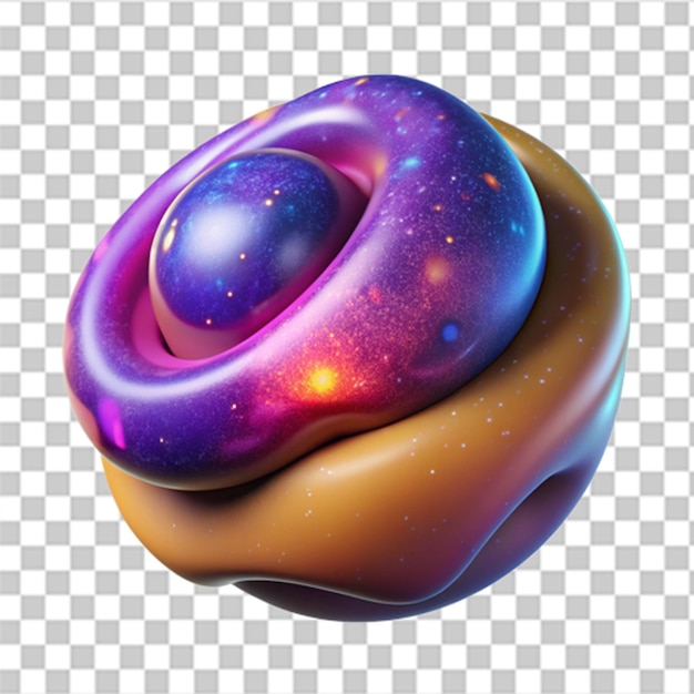 PSD 3d plastic graphic of colorful abstract galaxy with vibrant colors and cosmic textures