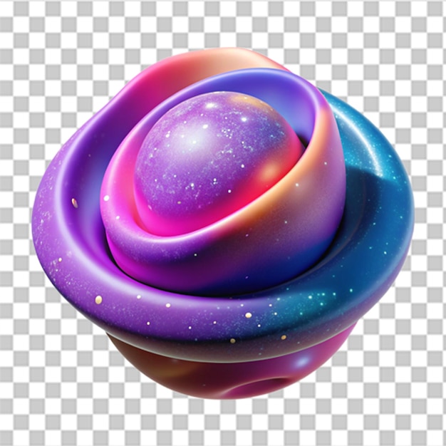 PSD 3d plastic graphic of colorful abstract galaxy with vibrant colors and cosmic textures