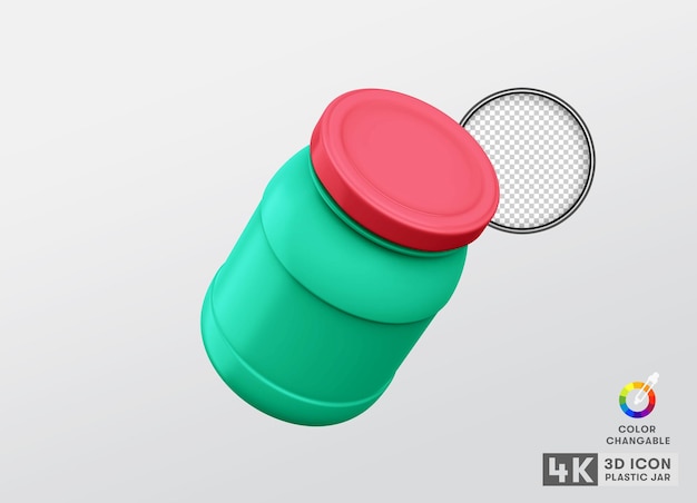 3D Plastic Jar Icon With Color changeable format