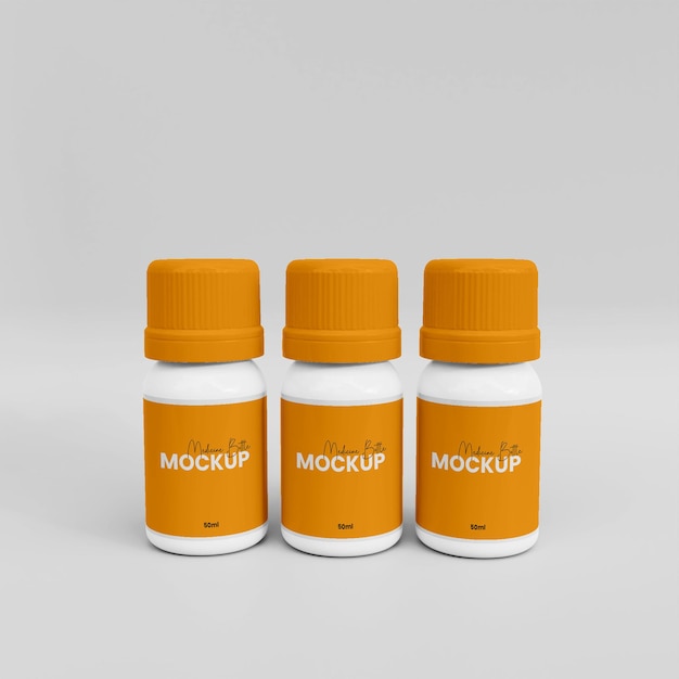 3D Plastic Medicine Bottle Mockup