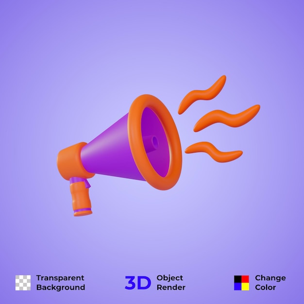 3d plastic megaphone set with sound effects coming out modern and premium design psd