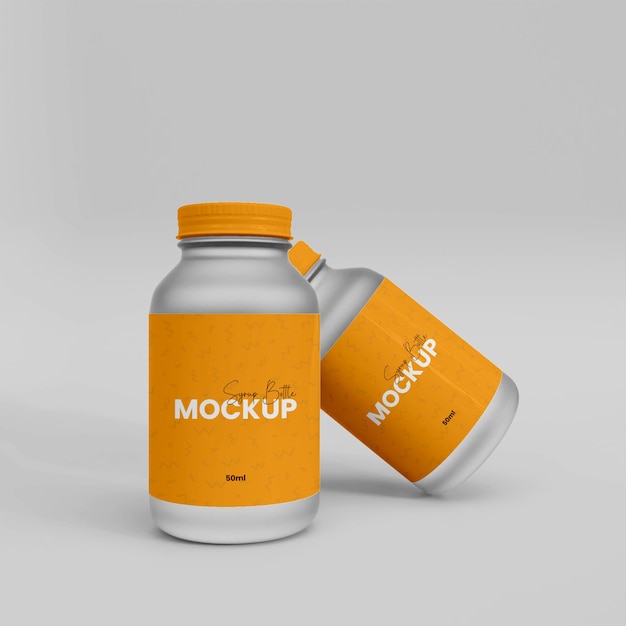 3D Plastic Supplement Bottle Mokup