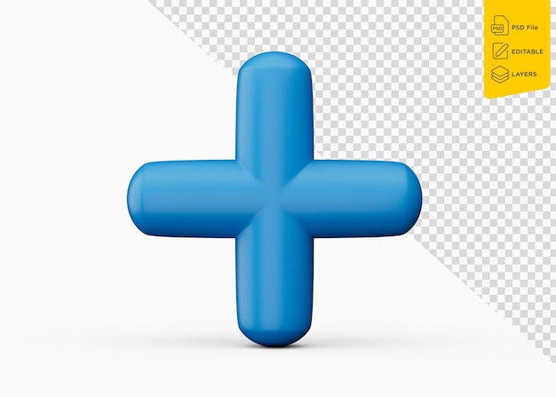 3d Plus Icon Blue Color Isolated On White Background 3d Illustration