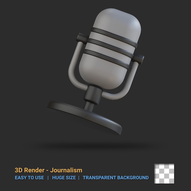 3d Podcast icon illustration with transparent background