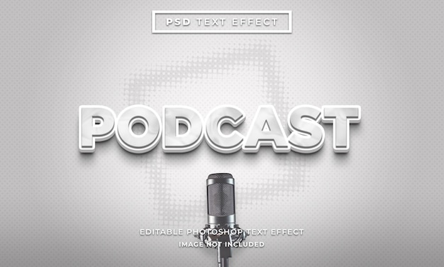 3D podcast text effect template with white color