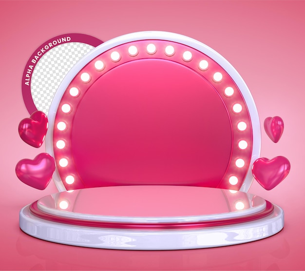 3d podium for pink mother's day and valentine's day composition