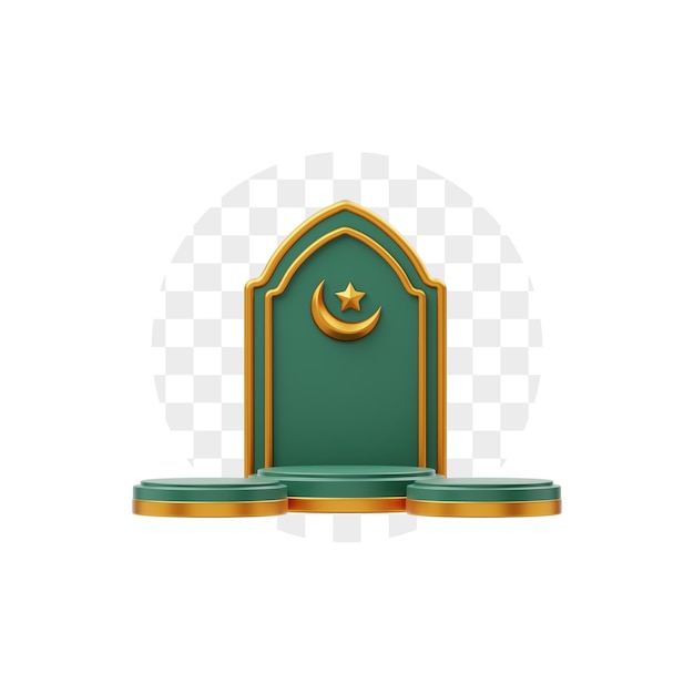 3D Podium Ramadan with Crescent Moon