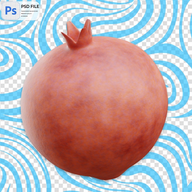 3D Pomegranate Icon Isolated PNG Illustration PSD Template