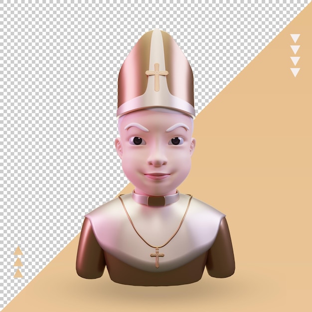 3d pope easter icon rendering front view