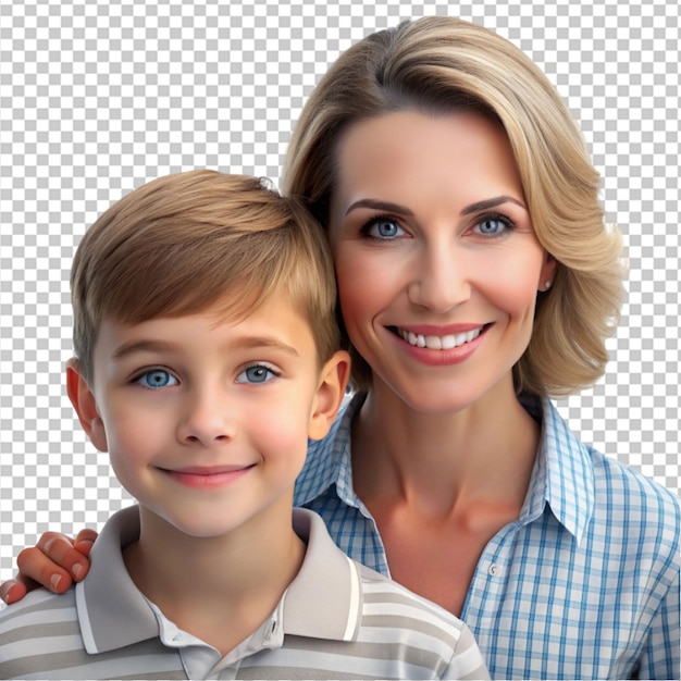 3d portraits character mother and son on transparent background