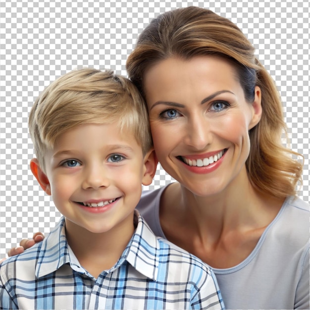 3d portraits character mother and son on transparent background