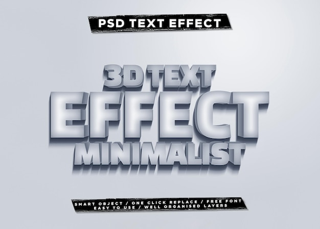 3D Presentation Text Smart Object Template White Metal