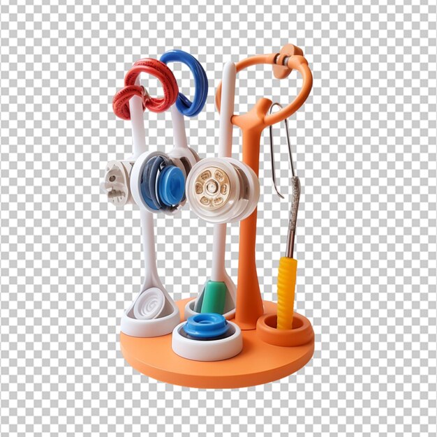 A 3D printed stand to keep stethoscopes organized and accessible on white background