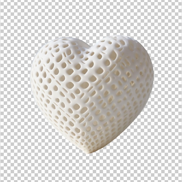 A 3D printed stress ball in the shape of a heart to promote stress relief on white background