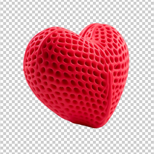 A 3D printed stress ball in the shape of a heart to promote stress relief on white background