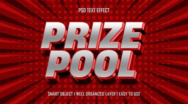 3d prize pool winner editable text effect template