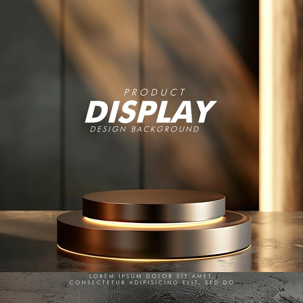 3D Product display podium studio lighting minimalist design closeup of a sleek product display podi