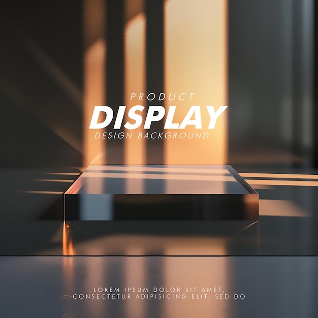 3D Product display podium studio lighting minimalist design closeup of a sleek product display podi