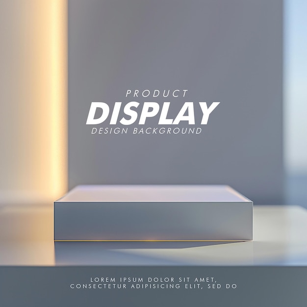 3D Product display podium studio lighting minimalist design closeup of a sleek product display podi